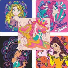 25 Disney Princess Stained Glass Stickers, 2.5"x2.5" each, Party Favors