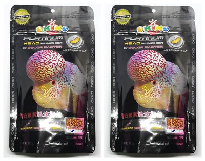 2 bags of Okiko Platinum flowerhorn 100 grams M, L and XL. SHIP FROM USA!