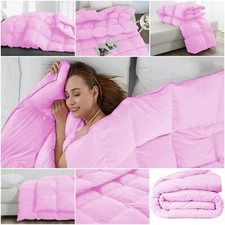 Fancy Premium Soft Solid Pink Comforter Goose Down Alternative Queen Size