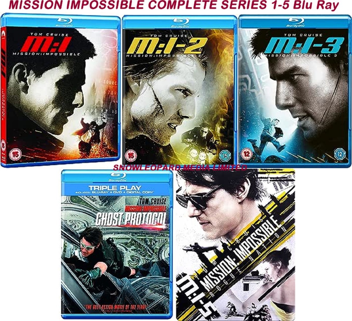 MISSION IMPOSSIBLE COMPLETE MOVIE FILM 1-5 Blu Ray PART