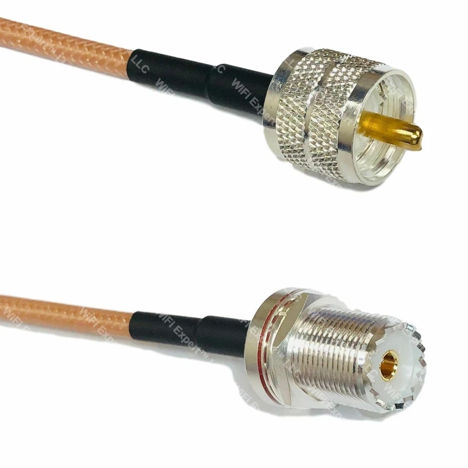 RG400 UHF PL259 Male to SO239 Bulkhead Female Coaxial RF Pigtail Antenna Cable - Image 1 of 1