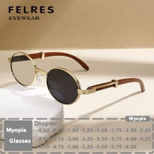Metal Oval Photochromic Myopia Nearsighted Glasses Unisex Fashion Sunglasses New
