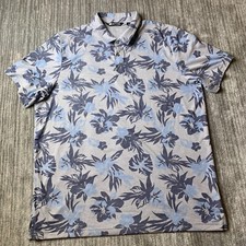 TRAVIS MATHEW Polo Shirt Men 2XL XXL Blue Gray Floral Golf Take The Bait