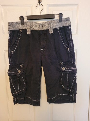 Pantaloncini cargo classici Rock Revival uomo etichetta taglia 31 neri - Foto 2 di 9