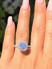 2Ct Round Cut Lab-Created Diamond Halo Engagement Ring 14K White Gold Finish