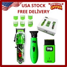 TPOB Slime 2 Barber Hair Clippers Trimmer Shaver Set for Men with Matte Green Ca