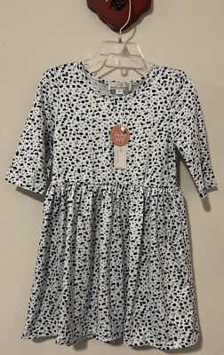 Baileys Blossoms Boutique Girls 3t White Dotted Stretch Pull-On Dress NWT A6271r