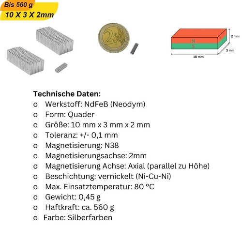 Extreme Strong Neodym Block Magnets - Size And Quantity Selection Real N - Picture 5 of 33