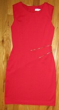 Calvin Klein Short Dress Red 8 Sleeveless Zipper Accents