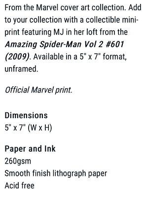 J Scott Campbell 5x7 Marvel Mini Print of ASM 601. Mary Jane in