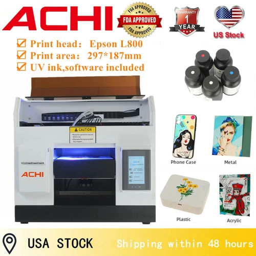 A4 UV Printer Fast Printing Epson L800 Officeworks For Flat Metal Phone Case US
