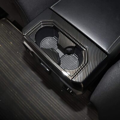 Carbon Fiber Rear Cup Holder Trim Cover For 2015-2020 Ford F-150
