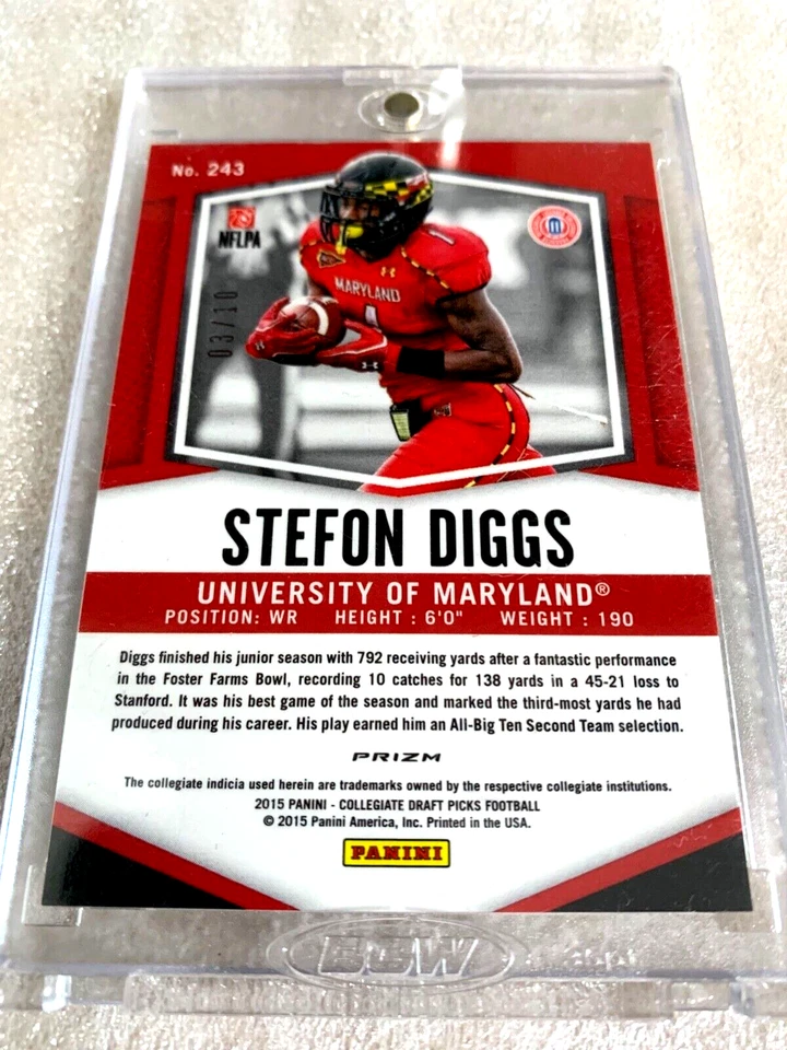 2015 STEFON DIGGS PANINI PRIZM DRAFT PICKS GOLD ROOKIE PRIZM RC # 3/10 (RARE!)🔥 - Image 4 of 4