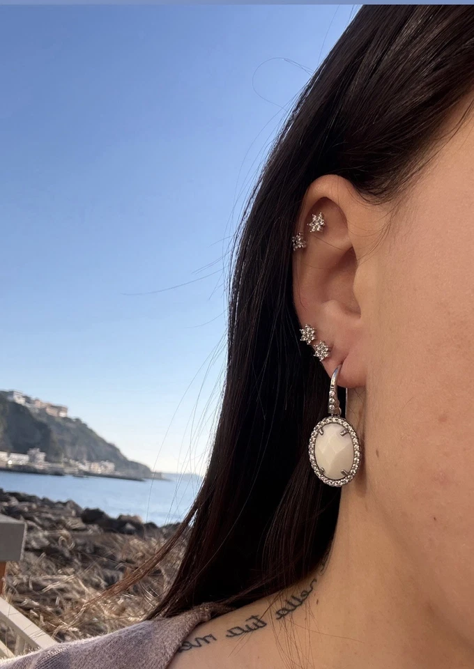 Orecchini In Argento 925 Pietra Bianca  - Immagine 2 di 4