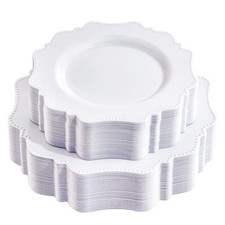 60pcs White Disposable Plastic Platesheavy Duty Plate For Party/wedding/annivers