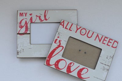 TWO Sonoma Life Style Captions All you need is Love and My Girl 4x6 Photo Frame 