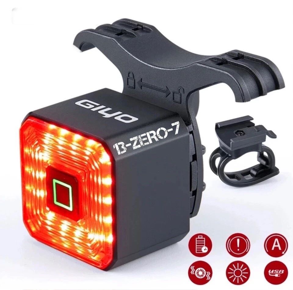 2 Pack Smart Bicycle Brake Light Tail Rear Cycling Lamp Stop LED Rechargable - Image 2 of 4