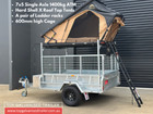 7x5 Single Axle Galvanised Trailer 1.4t ATM+ Rooftop Tent + Ladder Racks + 600mm