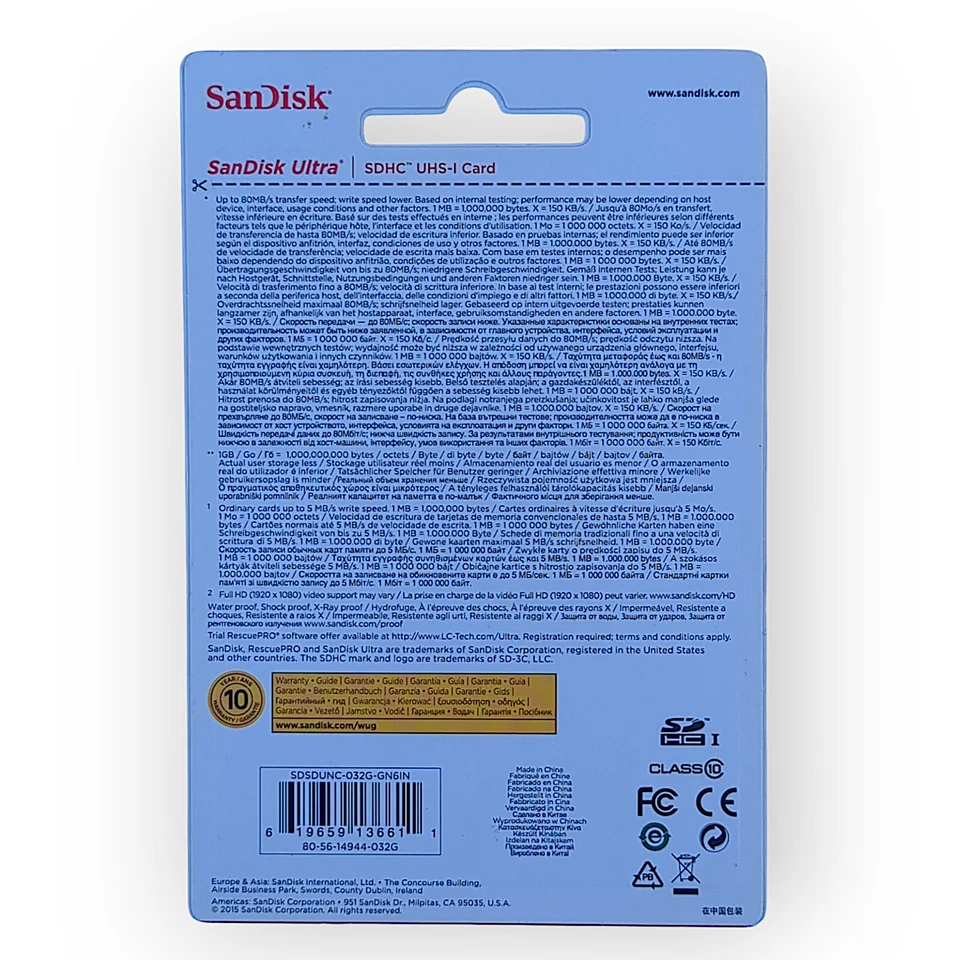 SanDisk Ultra 32GB SD Card Class10 80MB/s Memory Card Quick transfer speeds - Image 2 of 2