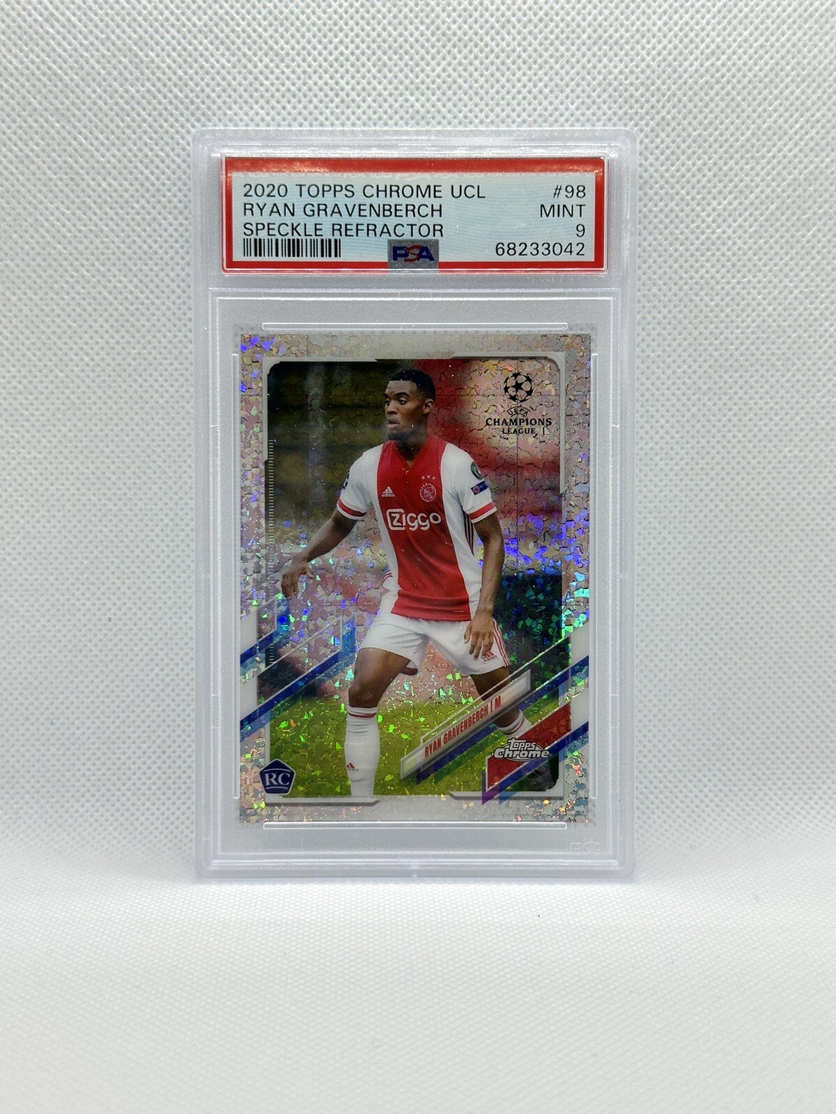 2020-21 Topps Chrome UEFA Ryan Gravenberch #98 Speckle Refractor RC PSA 9 MINT