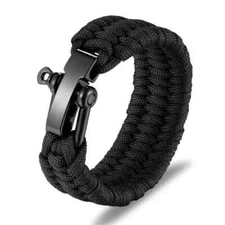 Men's Outdoor Camping Survival Parachute Rope Paracord Bracelet Stainless Steel