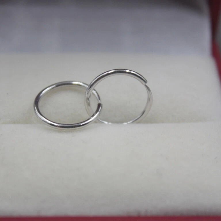 Real Platinum 950 Earrings Woman s Smooth Circle 1.1mmW Hoop