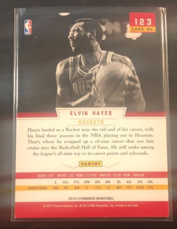 2012-13 Panini Marquee ELVIN HAYES #123 Rockets - Image 2 of 2