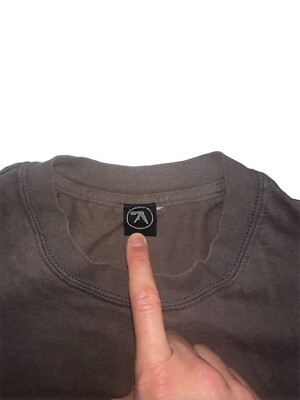 T-shirt Vintage Rare Aphex Twin - Imprimé Réfléchissant 3M Années 90 - Taille L Gris/marron - Occasion Très Bon état