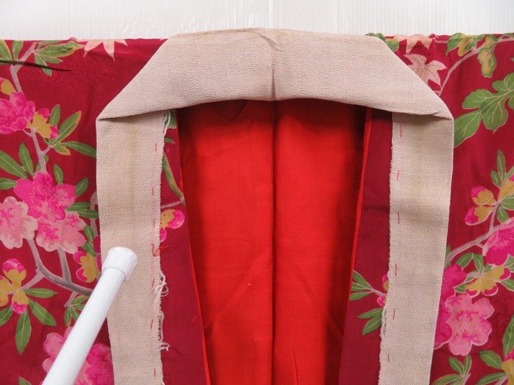 2931T07z380 Antique Japanese Kimono Silk JUBAN Sakura Wine red | eBay