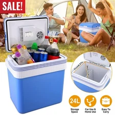24L Portable Cool Box Electric Cooler Warmer Car Van Fridge w/ 12V &240V Adapter