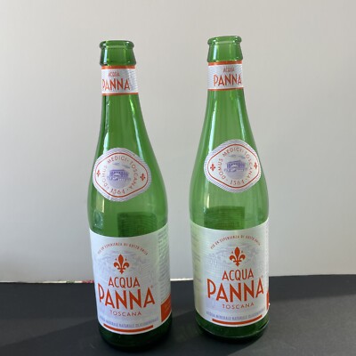 Set of 2 ACQUA PANNA Tuscany Natural Spring Water Glass Bottles ONLY 33.8 fl. oz