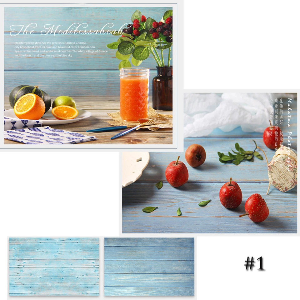 Fondo de papel para fotografía de alimentos de grano de madera de doble cara Foto 2 de 4