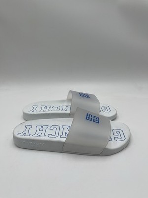 Givenchy Game Day Logo Pool Slides in white with a blue logo Size 41