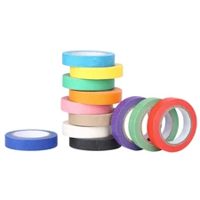 Colored Masking Tape - 12 Colors Painters Tape Decorative Paper for Labeling, Dr