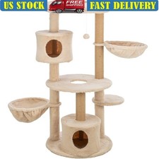 Large Multi-Level Cat Tree W/ Hammocks Scratching Posts Plush Caves  Toy New
