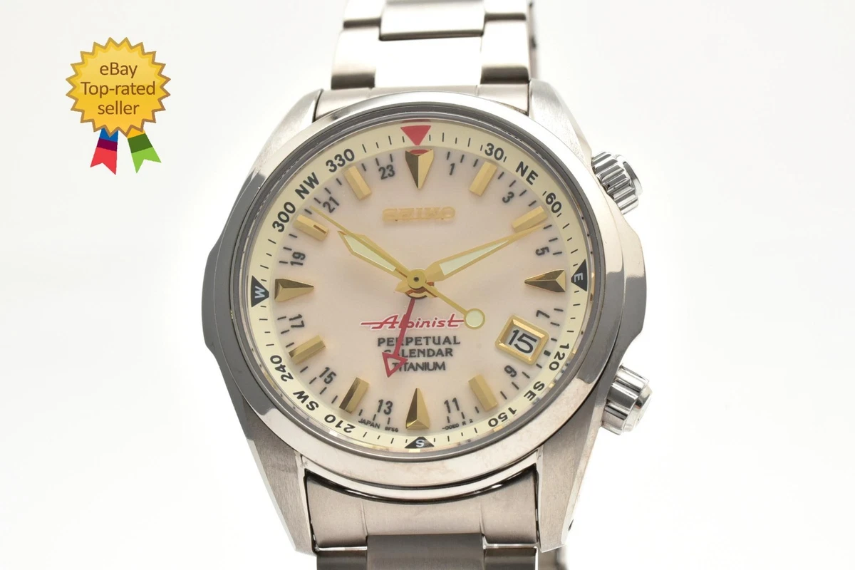 Reloj Hombre SEIKO Alpinist 8F56-00D0 Marfil SBCJ031 Calendario Perpetuo Titan
