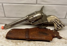 1960s VTG Mattel Fanner 50 Toy Cap Replica Gun Used Leather Holster MADE IN USA