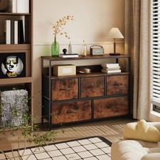 5 Drawer Storage Cabinet TV Stand Dresser Cupboard with Power Strip Organizers  