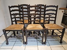 Traditional Set of 5 Ladder-back Rush-seat Farmhouse chairs. Delivery option