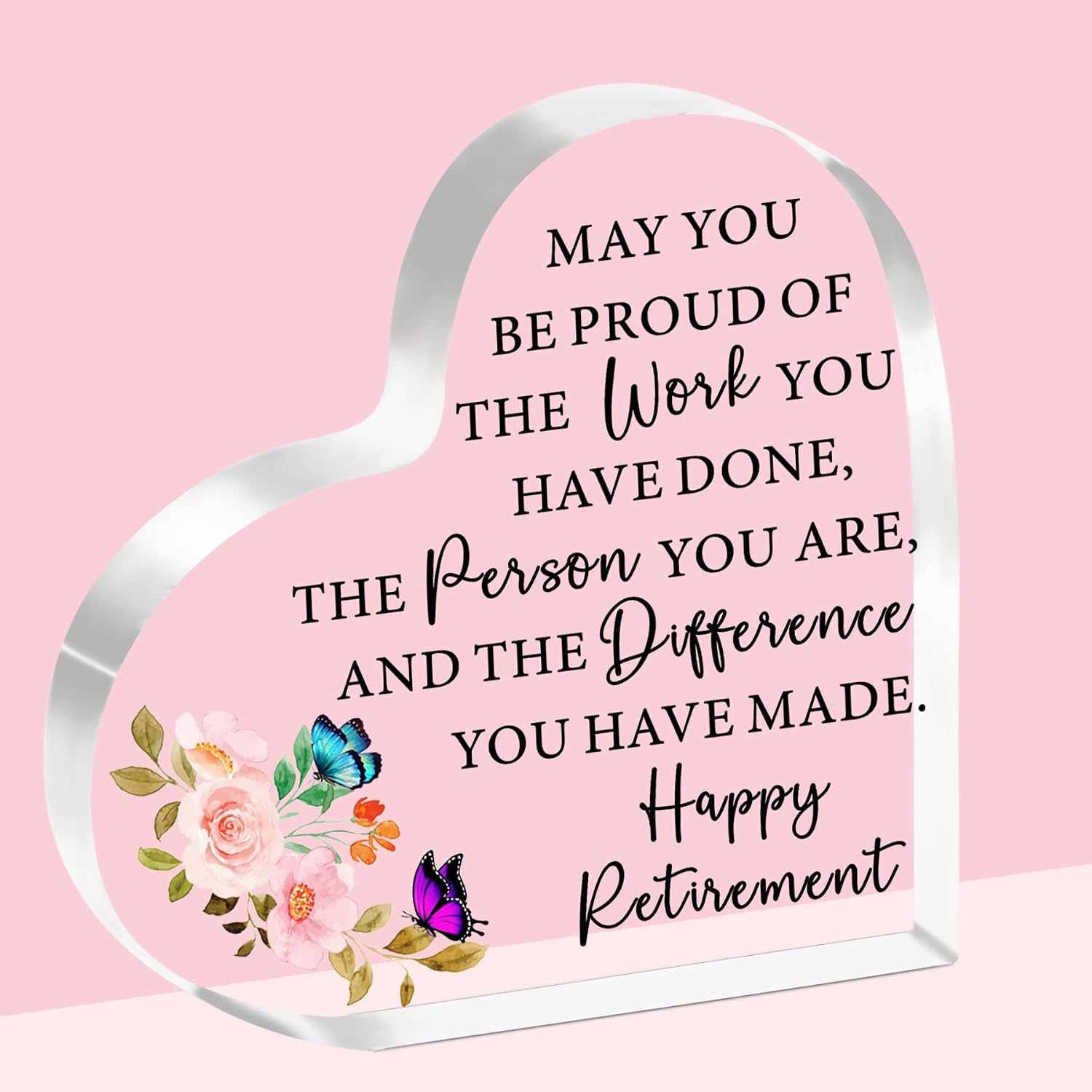 SDOFY Retirement Gift - Heart-Shaped Acrylic Plaque for Women, Teachers, Colleag