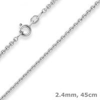 2,4Mm Rund-Ankerkette Silberkette Collier Halskette Aus 925 Silber 45Cm