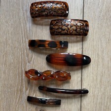 vintage faux tortoiseshell Plastic Celluloid hair barrettes accessories Lot