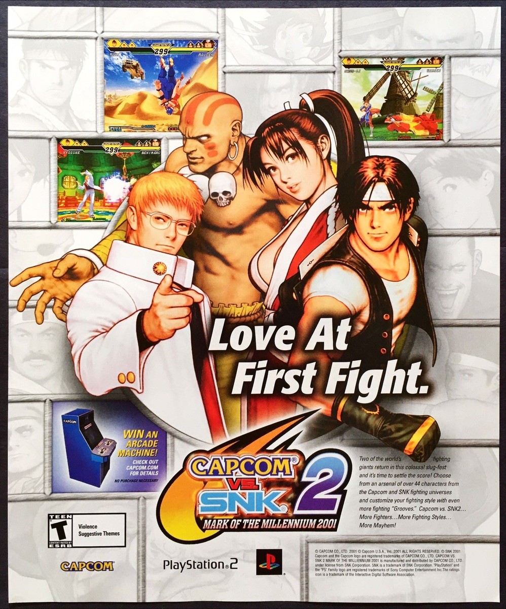 Vintage Print Ad 2001 Capcom Vs SNK 2 PlayStation PS2 Original