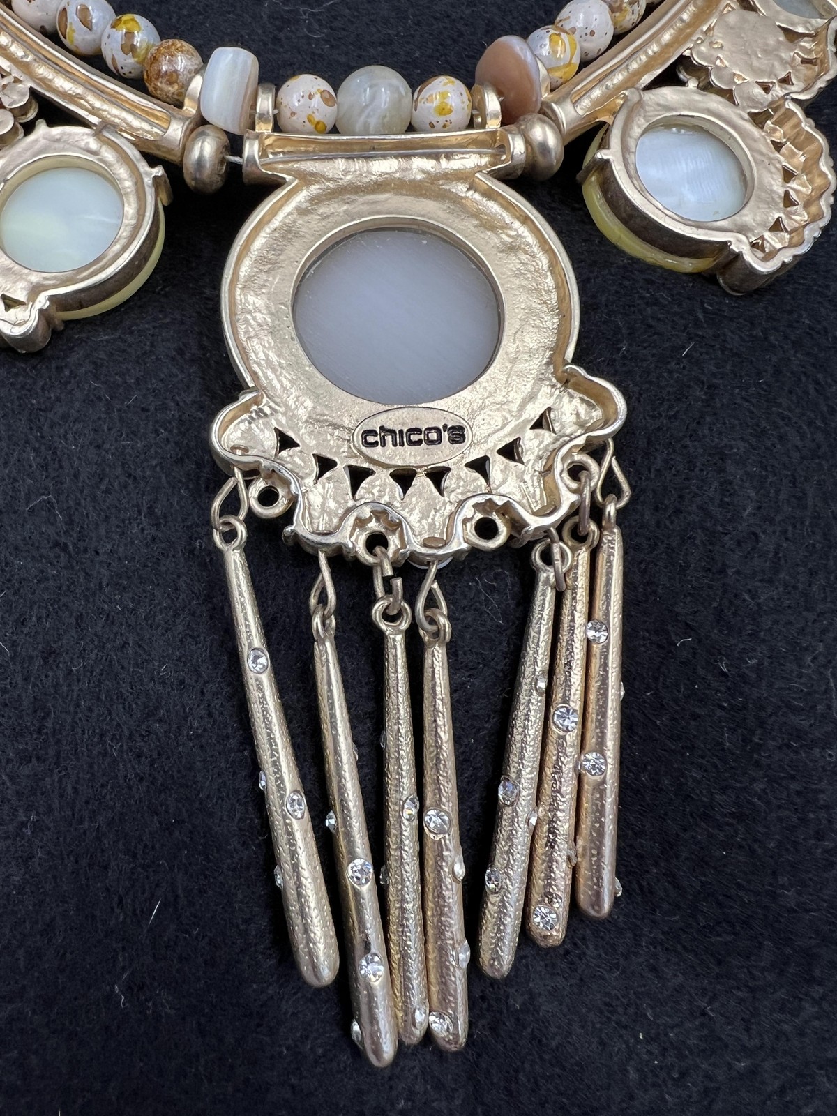 Chico's Statement Necklace Multi Bead Gold Tone F… - image 9