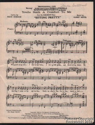 1933 film (Sitting Pretty) Prof Sheet Music - You're Such a Comfort to Me