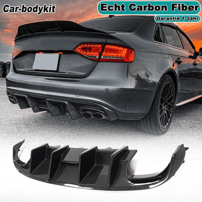 Carbon Fiber Rear Diffuser Diffuser Spoiler Lip Rear Bumper For Audi S4 B8 2008-2012