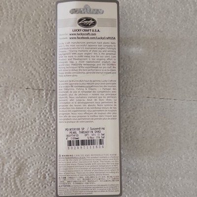 Lucky Craft Pointer 100 SP Suspending Pearl Threadfin Shad 4'' 5/8oz 5ft