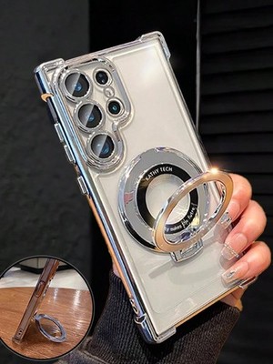 Silver Magnetic Ring Stand Phone Case Shockproof For Samsung Galaxy OPPO Honor