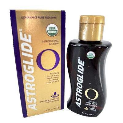 NOS Astroglide O Sensual Massage Oil Lube 4 OZ Organic Essential Hydrating HTF