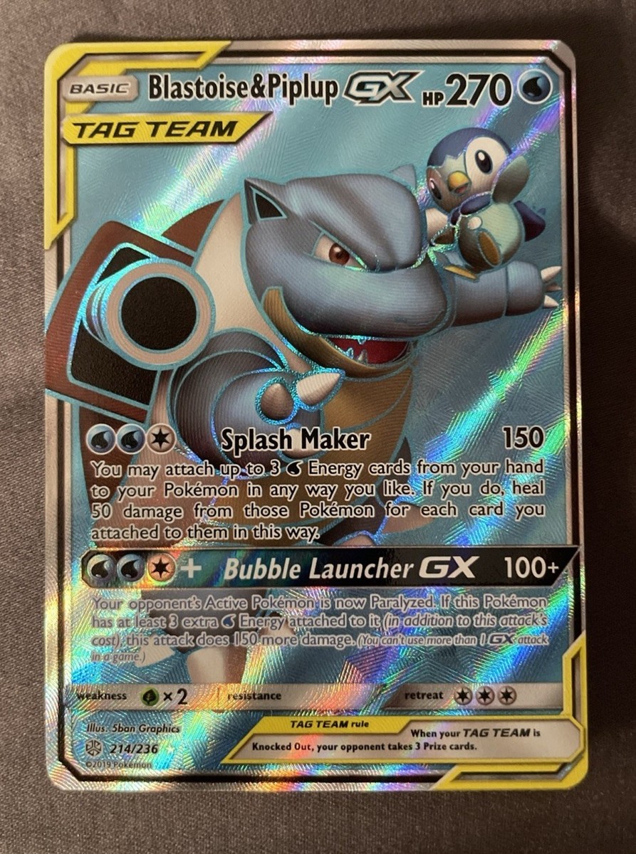Blastoise & Piplup GX TAG TEAM 214/236 Full Art Holo Ultra Rare